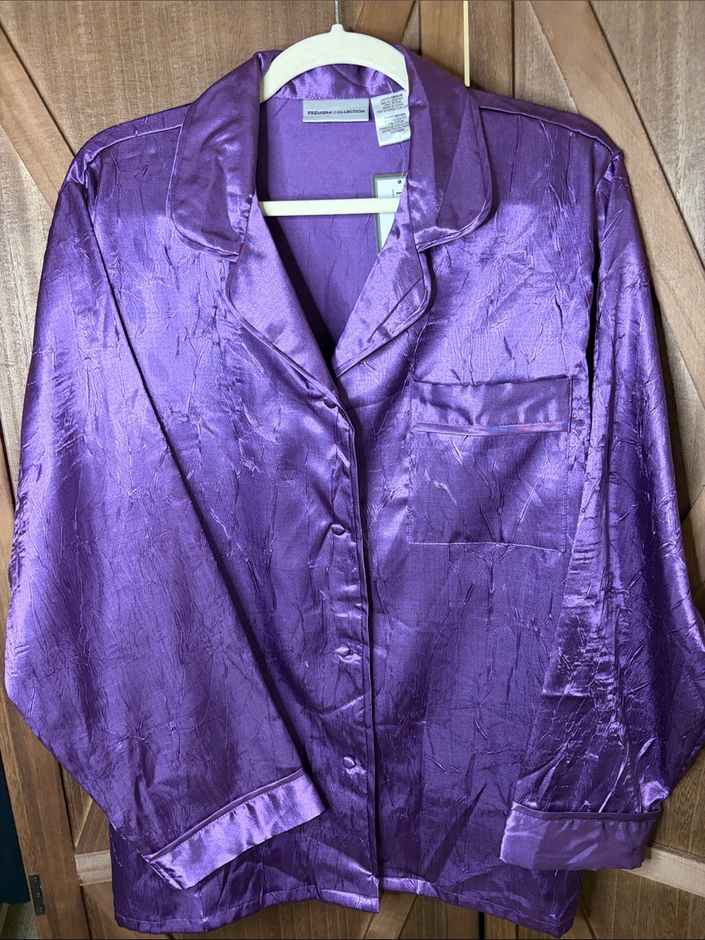 PREMIERE COLLECTION Purple Satin Pyjama Set SIZE MEDIUM